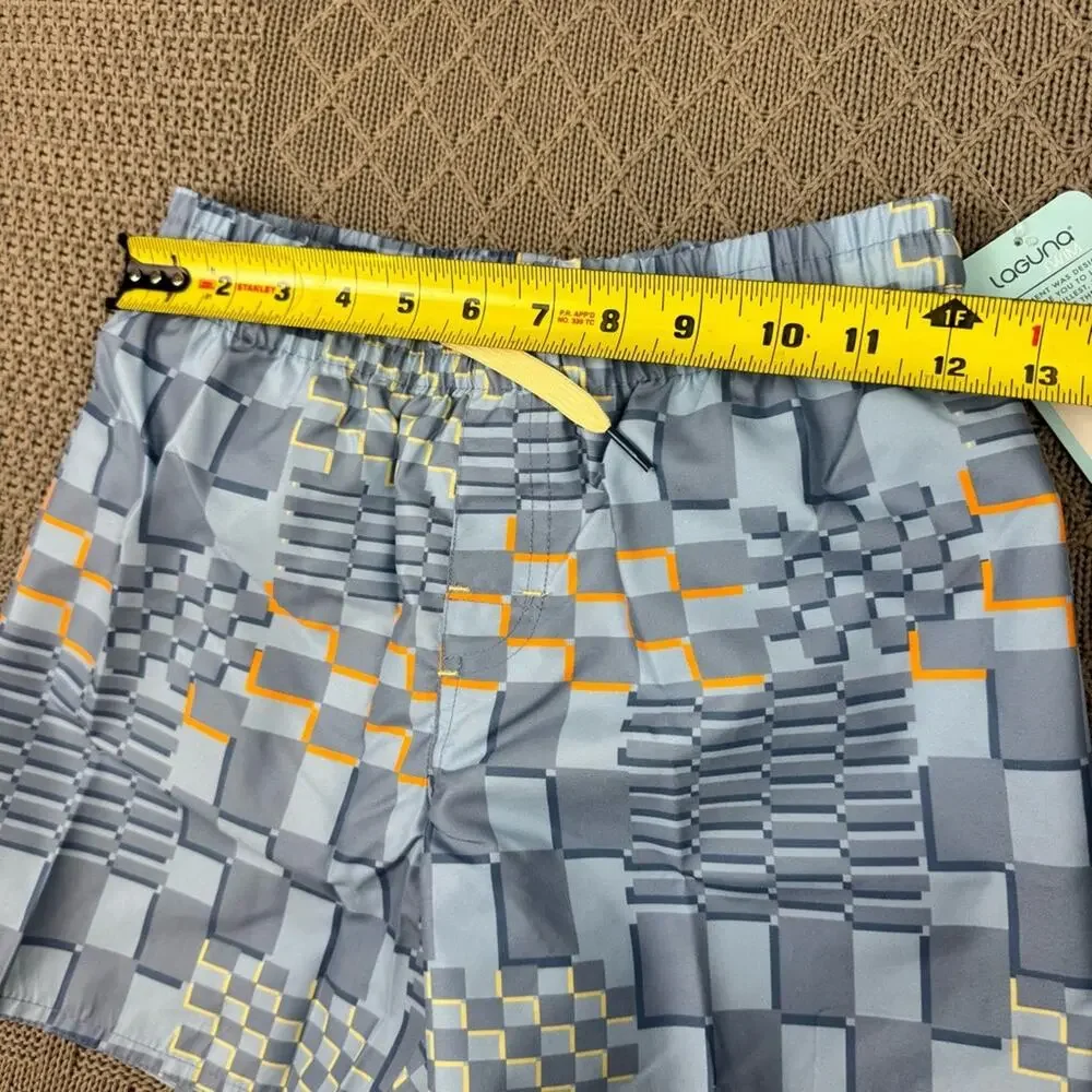 Laguna Boys Geometric Patterned Swim Trunk Shorts 10/12